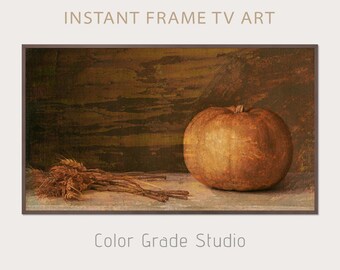 Vintage Inspired Still Life Digital Art, Samsung Frame TV, Autumn Pumpkin Screen Decor