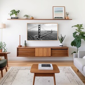 Marco para TV del Puente Golden Gate de San Francisco, descarga digital de marco artístico para TV Samsung, pintura digital en blanco y negro imagen 7