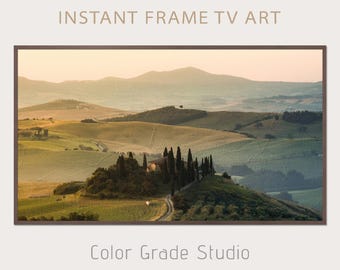 Marco de TV Samsung Art, pintura al óleo digital de la Toscana italiana, marco de TV con paisaje fotográfico italiano, descarga instantánea
