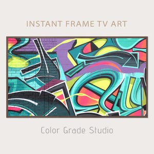 Green Purple Street Art, Frame TV Art Abstract, Street Art Graffiti, Digital Download