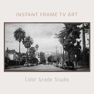 Hollywood TV Frame, Samsung TV Art Frame Digital Download, Los Angeles  Black And White Digital Painting, US California Samsung Frame
