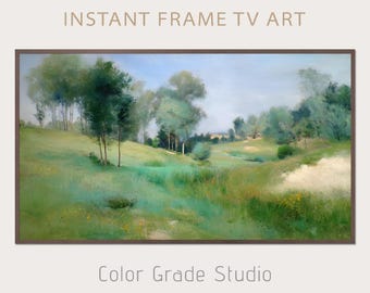 Quadro TV Arte Natureza Paisagem, Download Digital, Floresta Pintura a Óleo Vintage