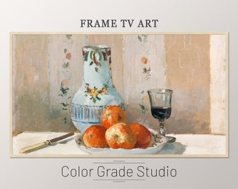 Samsung Frame TV Vintage Art ~ Neutral Pastel Still Life Painting Camille Pissarro ~ Romantic Kitchen Wall Decor