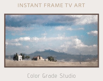 Toskana Landschaft Ölgemälde, Samsung Frame TV Art (Digitaler Download)