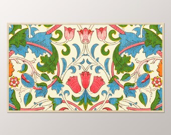 Moldura para TV Samsung Vintage, Moldura para TV com Padrão William Morris, Arte com Ilustração Floral para Download de Moldura para TV