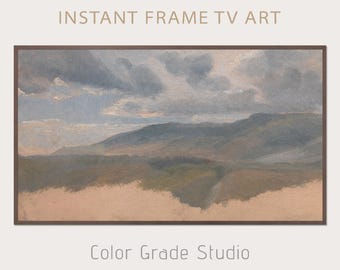 Samsung Rahmen TV Kunst Vintage Malerei, wolkig Landschaft Ölgemälde, sofortiger Download, Home Galerie Rahmen TV