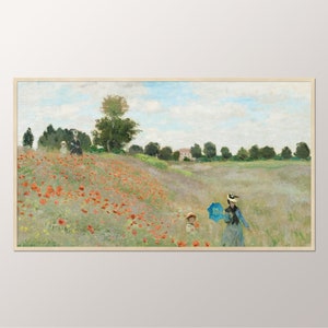 Samsung Frame TV Vintage, Oil Painting Frame TV Art, Claude Monet Landscape, French Impressionist, Poppy Field, Art For Frame TV Download