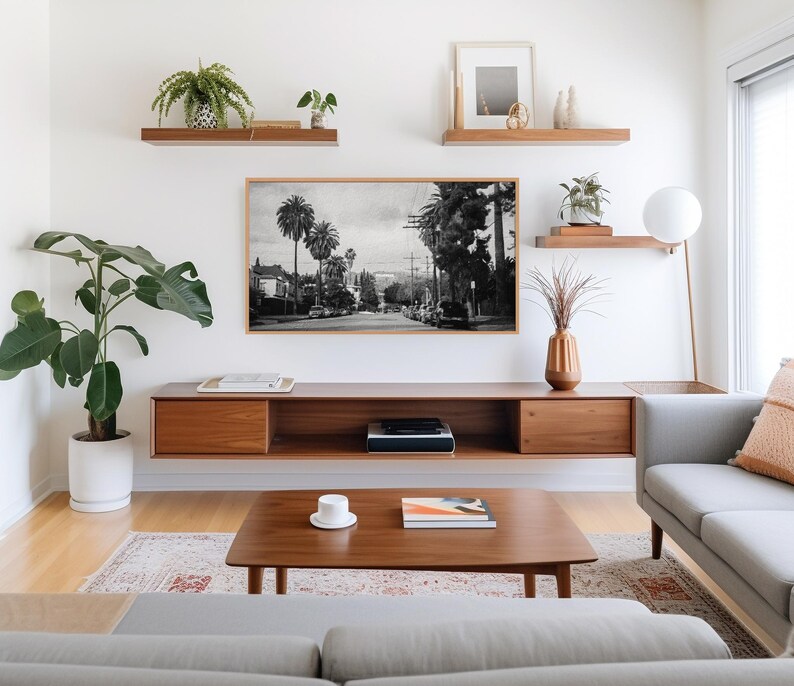 Hollywood TV Frame, Samsung TV Art Frame Digital Download, Los Angeles Black And White Digital Painting, US California Samsung Frame image 3