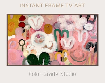 Frame TV Digital Art, Abstract Floral Painting, Neutral Romantic Colorful Wall Decor
