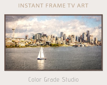 Arte para TV em Moldura de Seattle, Pintura Digital em Moldura Samsung em Seattle, Download Digital de Arte para TV em Moldura, Paisagem de Cidade dos EUA