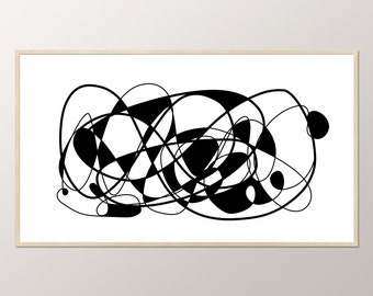Design de arte abstrata para moldura de TV Samsung, baixe imagem em preto e branco