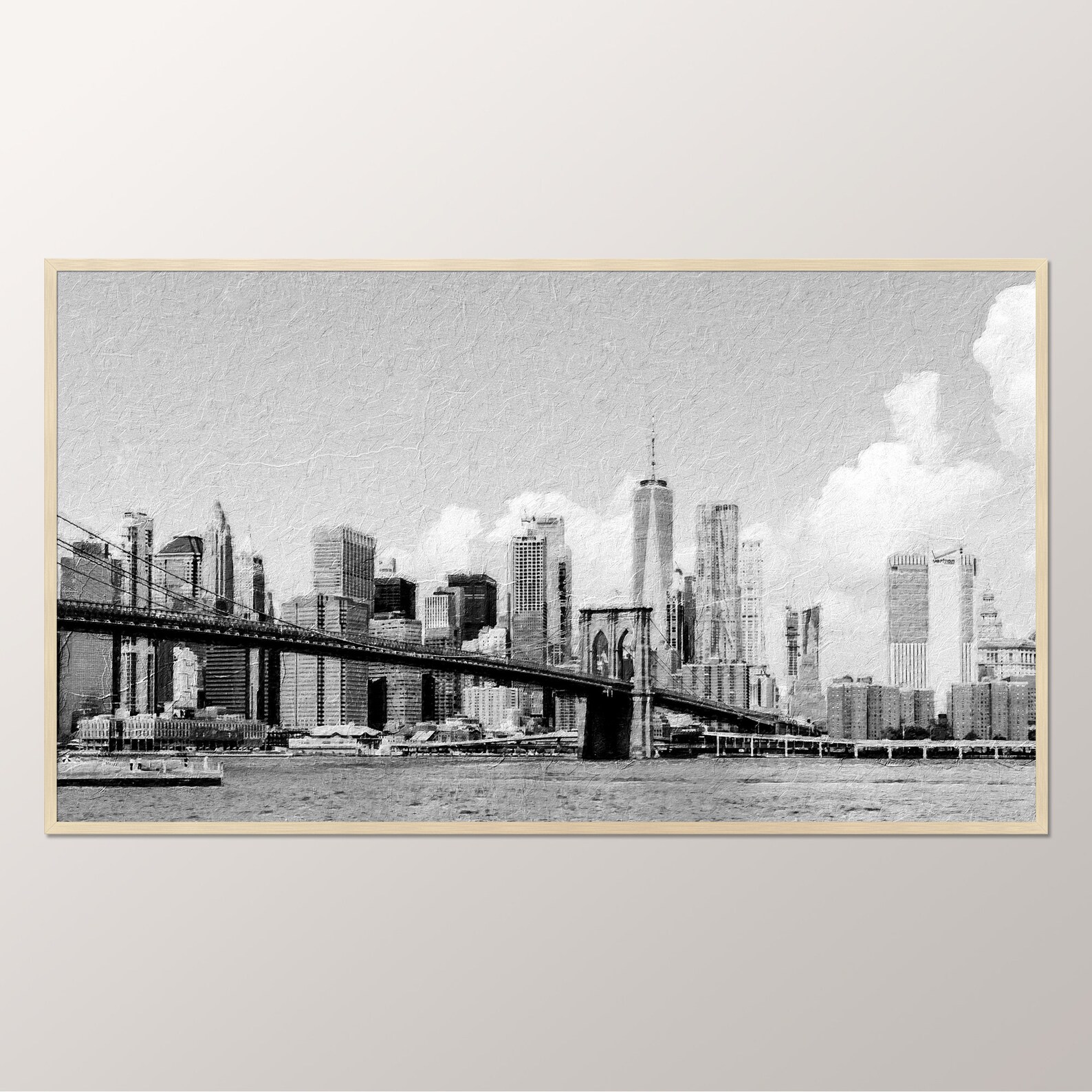 New York City View Frame TV Art Black White Photo New York Etsy