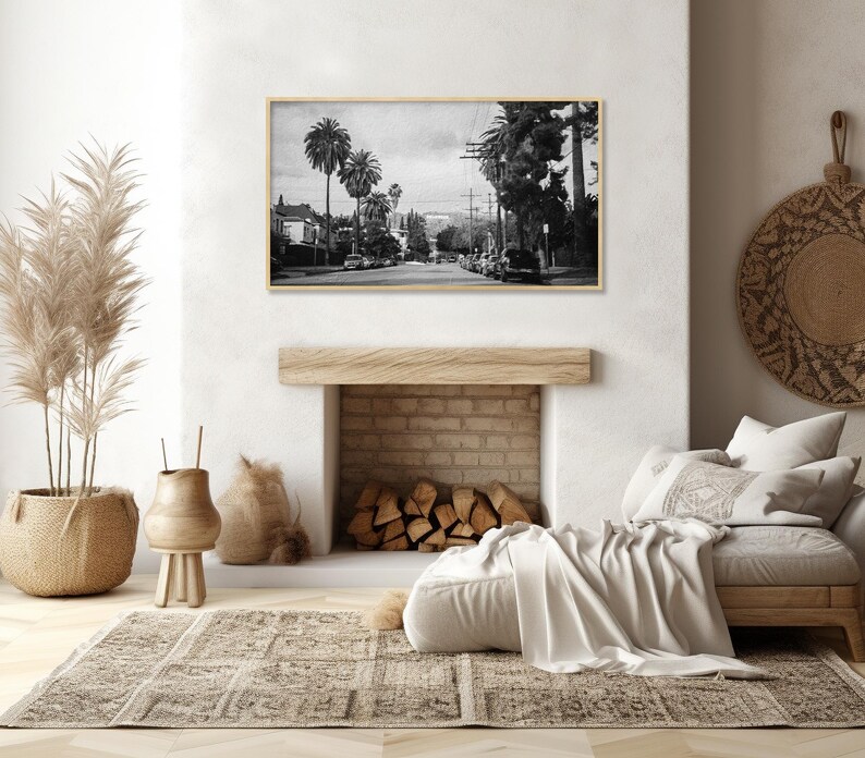 Hollywood TV Frame, Samsung TV Art Frame Digital Download, Los Angeles Black And White Digital Painting, US California Samsung Frame image 8
