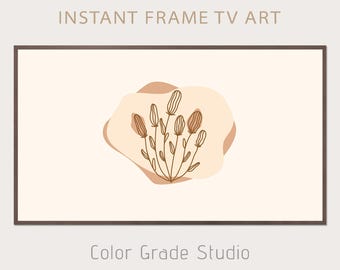 Moldura de TV Boho Art, Arte em Pastel, Decoração Floral de Parede, Download Digital
