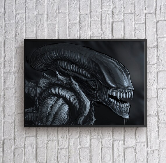 Alien Artwork Home Decoration Poster | Etsy