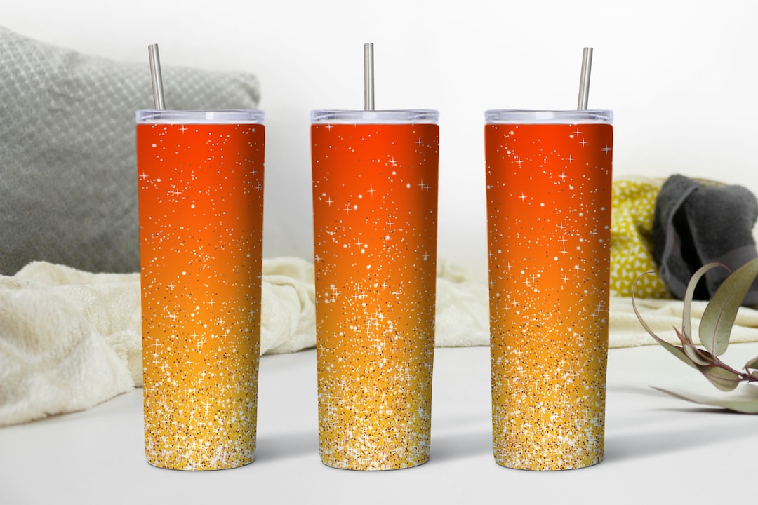 Orange Ombre Glitter Tumbler, 20oz Skinny Tumbler, 20 Oz Tumbler Png