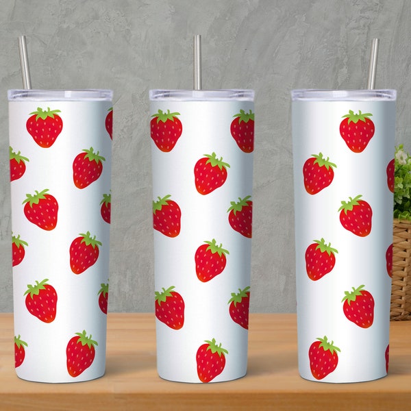 Fraise Tumbler Sublimation Png, Fraise Tumbler Wrap, 20oz Skinny Tumbler, Sublimation Tumbler Design, Tumbler Wrap