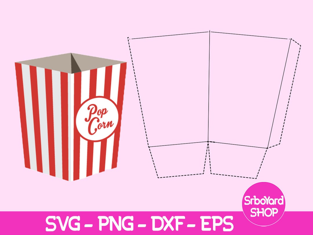 Popcorn Box Template Svg, Scallop Popcorn Box Svg, French Fries Box Svg
