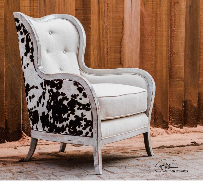 Uttermost Chalina Chair Faux Cowhide Chair Black and White Etsy