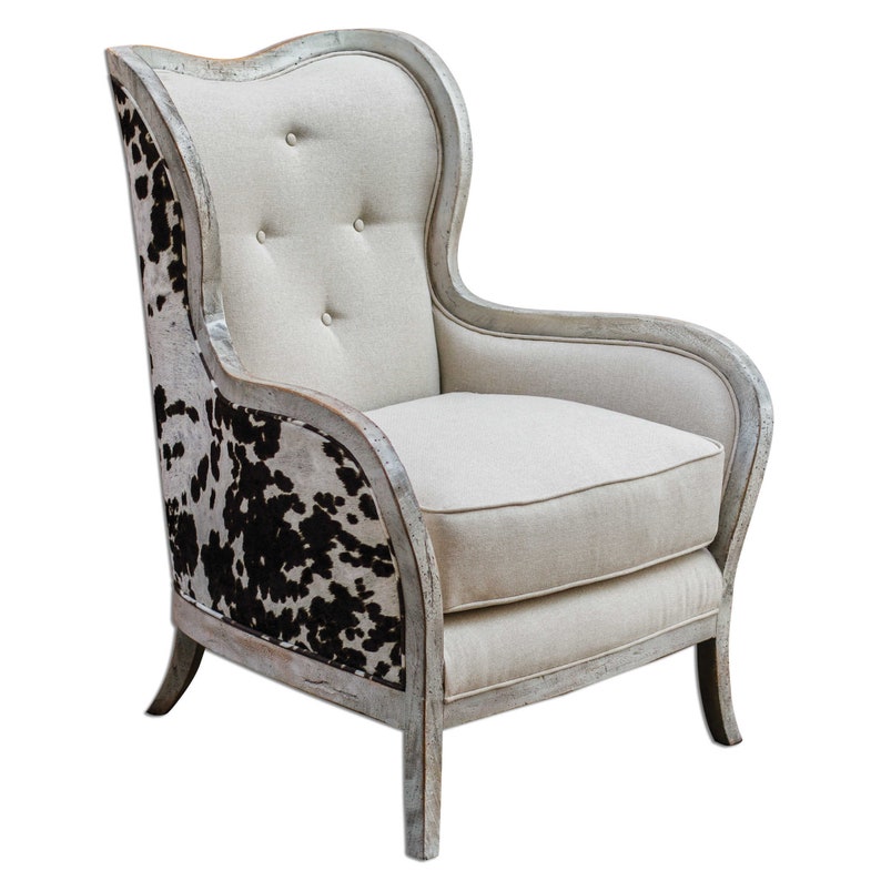 Uttermost Chalina Chair Faux Cowhide Chair Black and White Etsy