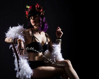 White turkey burlesque feather boa