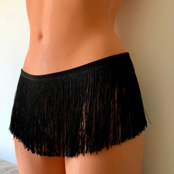 Shimmy fringe skirt | burlesque hip harness belt | adjustable elastic harness