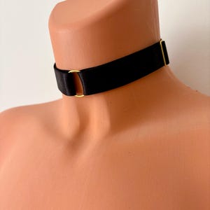 Wide satin elastic choker necklace | adjustable elastic harness