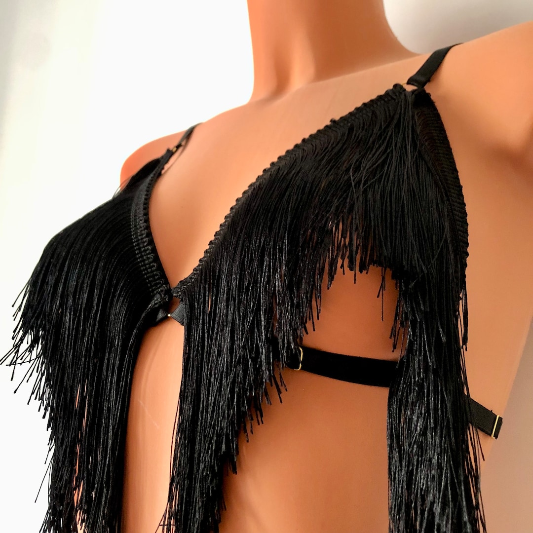 black fringe bralette