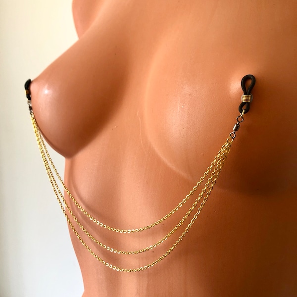 Gold chain non-pierced nippie jewelry