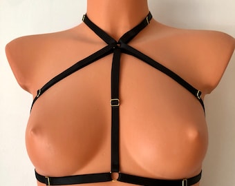 Halter neck cage bra | adjustable elastic chest harness