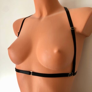Elastic chest harness | reversible underbust body straps | adjustable elastic cage bra waist harness