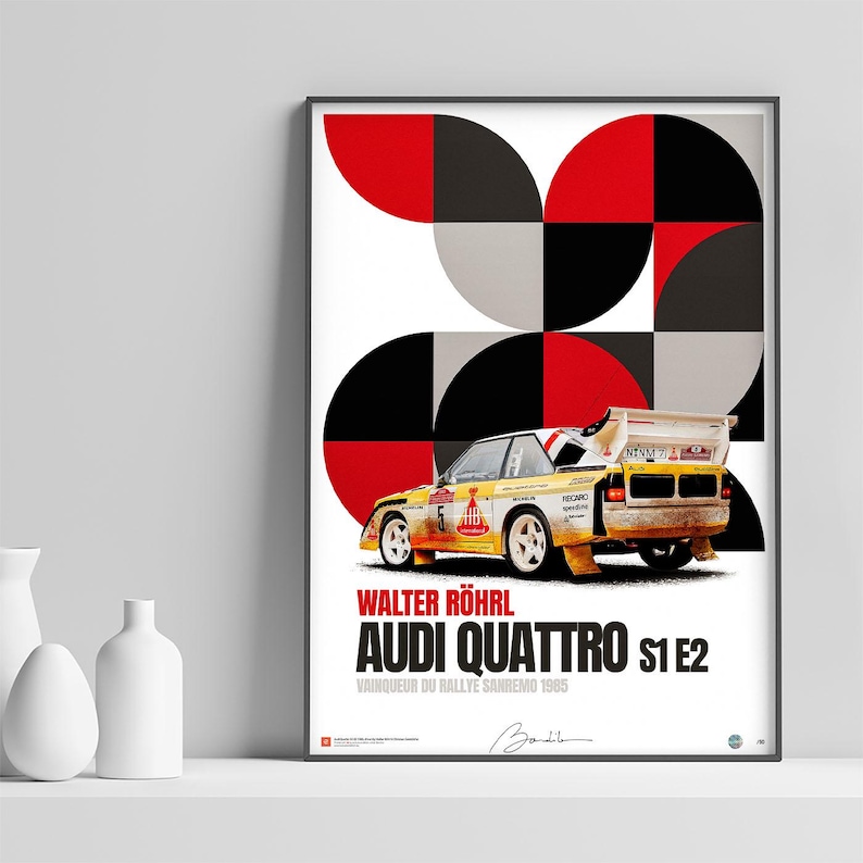 Audi Quattro S1 Poster – Sanremo Rally 1985/86 Racing Car Wall Art ...