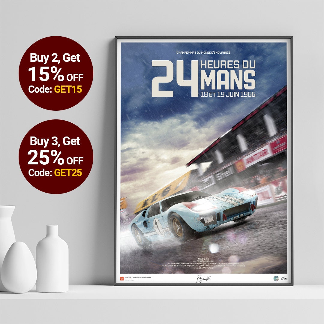 Ford GT40 Mk2 Le Mans 1966 Ken Miles Poster Printed on - Etsy Australia