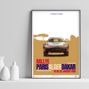 Affiche Porsche 959 Paris Dakar 1986. décoration cadre / cadeau voiture / cadeau porsche / course / allemand / rallye / fête des pères