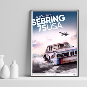 Bmw csl 3.0, E9, IMSA, Sebring 1975 poster. wall art / car gift / bmw gift / racing / german / racing / circuit / america