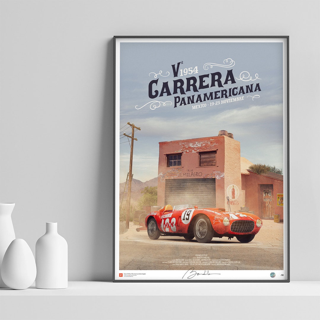 Rallye de Saumur affiche 1953 signée LAMOTTE automobile ferrari voiture