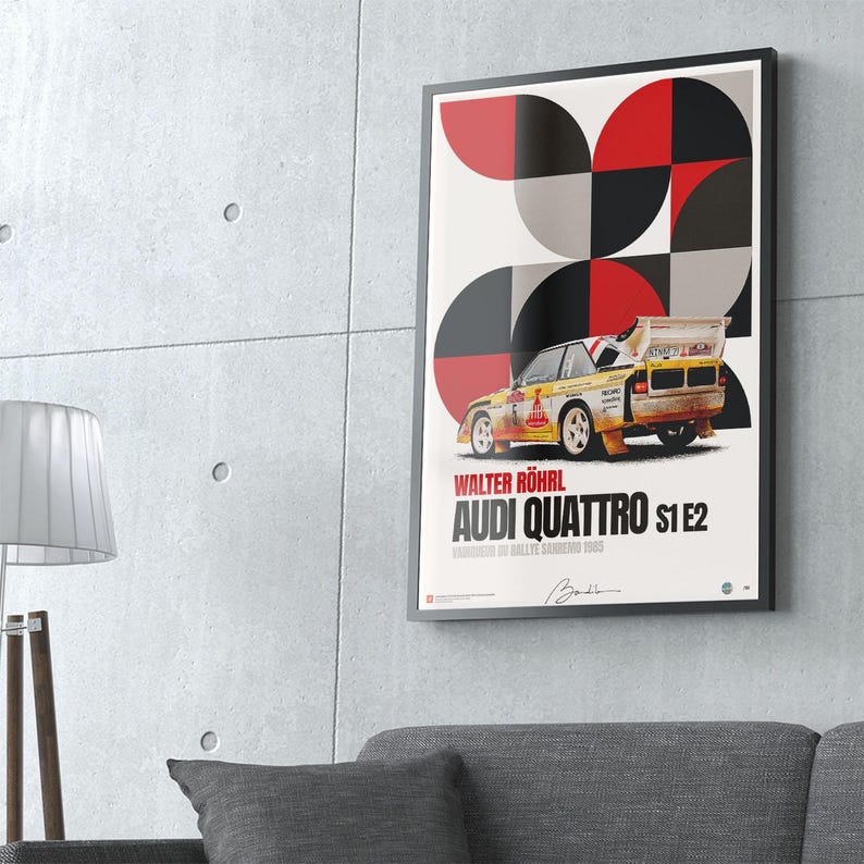 Audi Quattro S1 Poster – Sanremo Rally 1985/86 Racing Car Wall Art ...