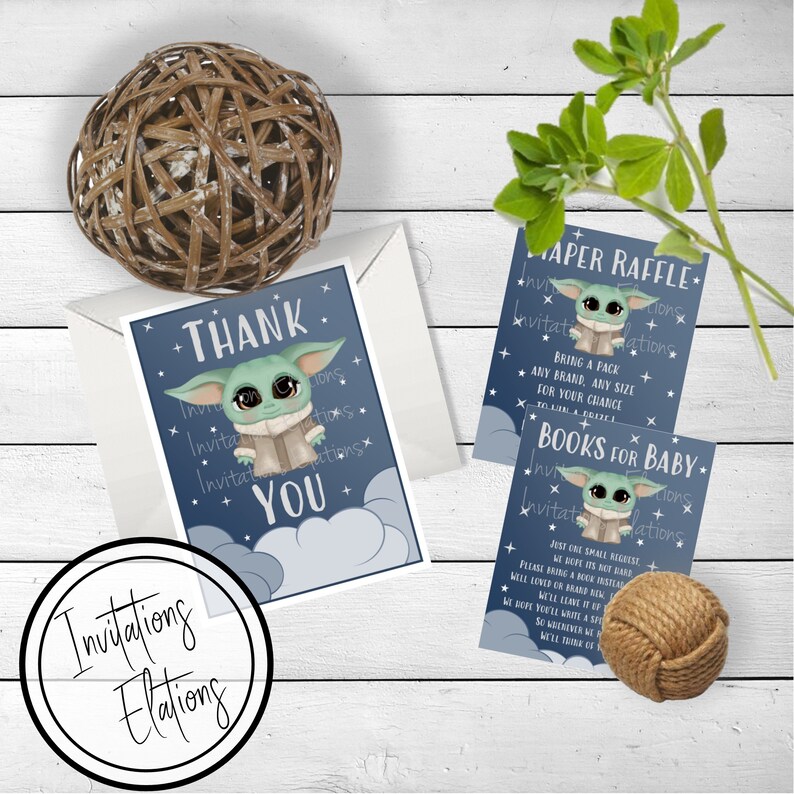 Star Wars Baby Yoda Baby Shower Invitation Suite Complete Etsy