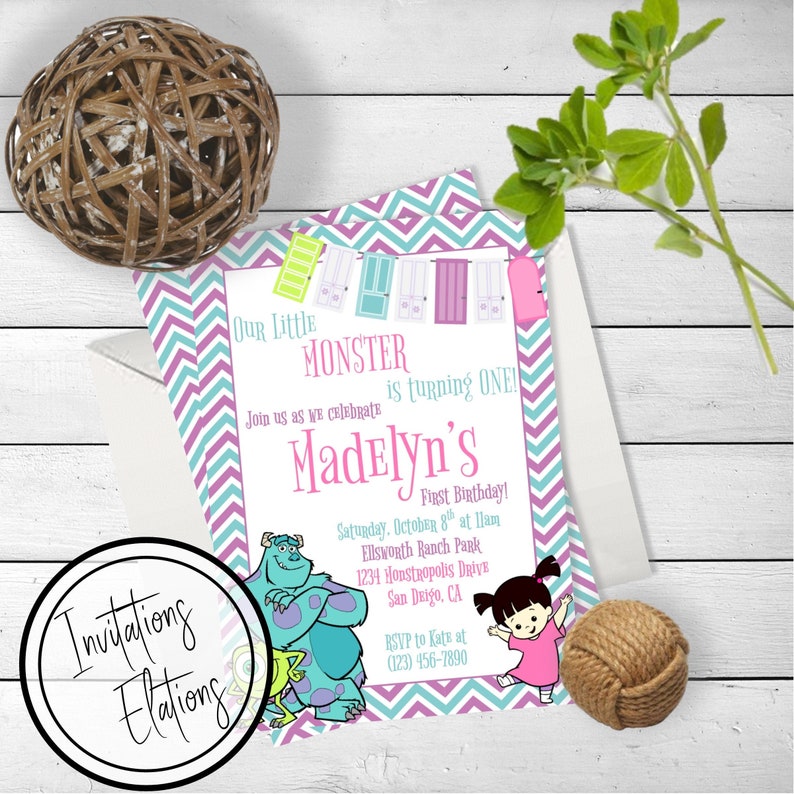 Monsters Inc. Birthday Invitation Monsters Inc Girl Birthday Etsy