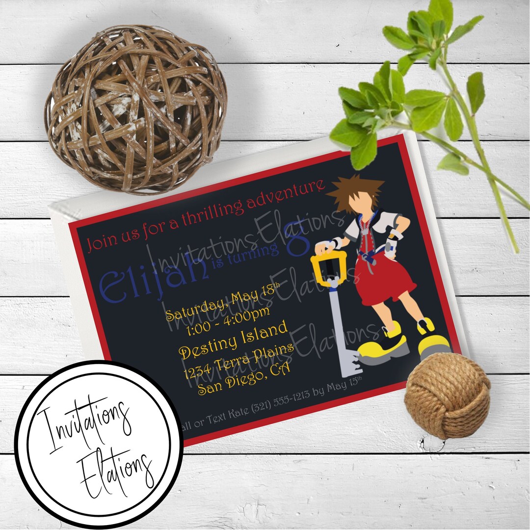 Kingdom Hearts Birthday Invitation Package Classic Video - Etsy