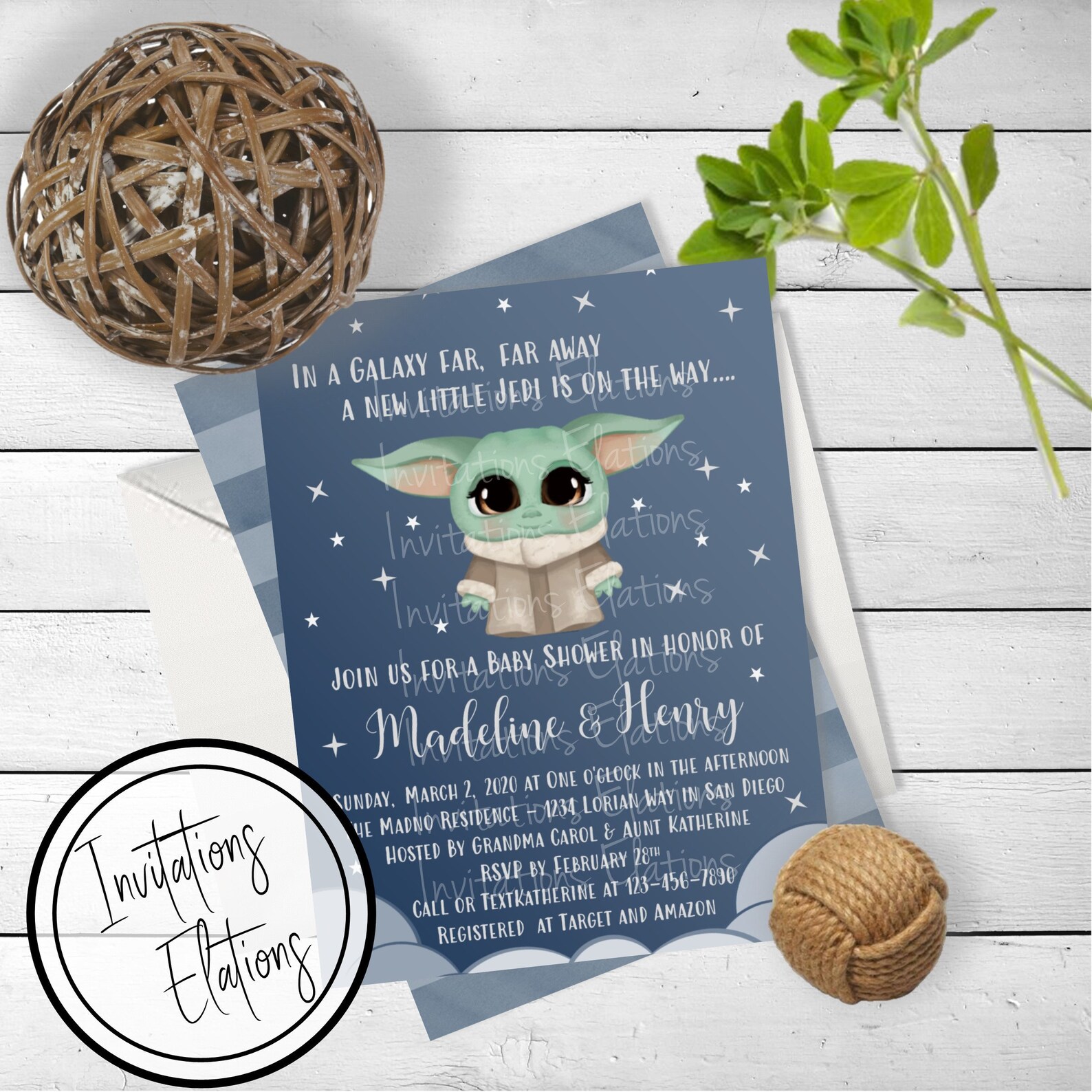 Star Wars Baby Yoda Baby Shower Invitation Suite Paquete Etsy