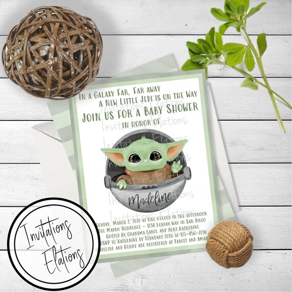 Star Wars Baby Yoda Baby Shower Invitation Suite Forfait Etsy