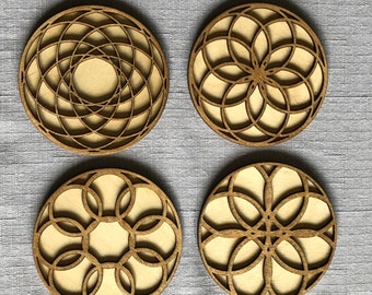 Set of 4 Coasters--circle designs