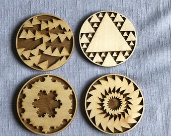 Set of 4 Coasters--triangle designs