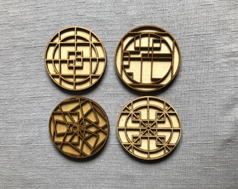 Set of 4 Coasters--square designs