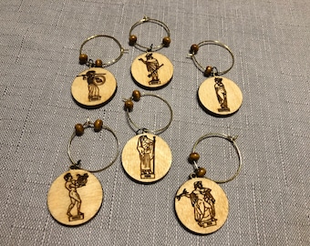 Greek Gods wine charms