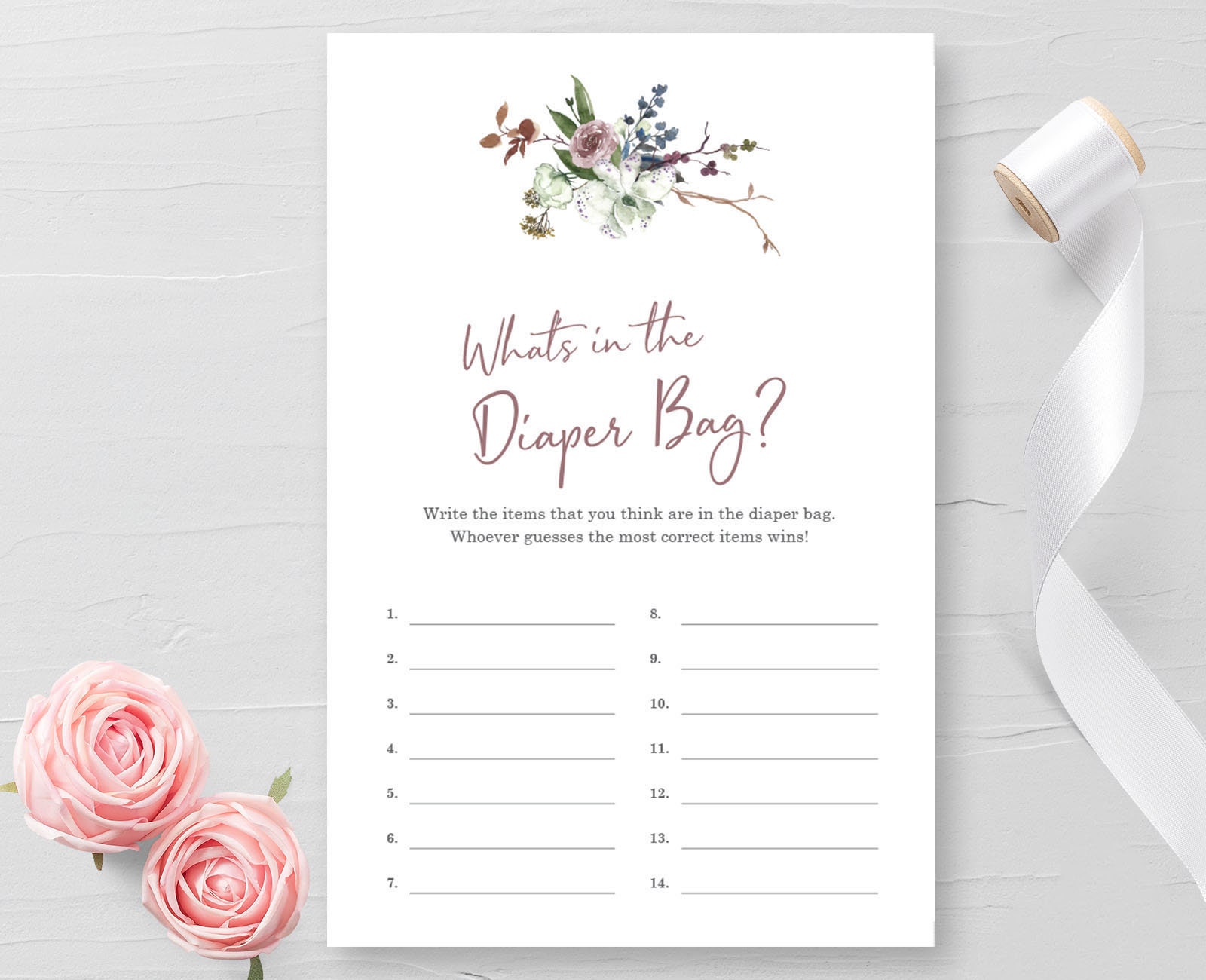 What's in the Diaper Bag Printable Baby Shower Game Baby Etsy UK