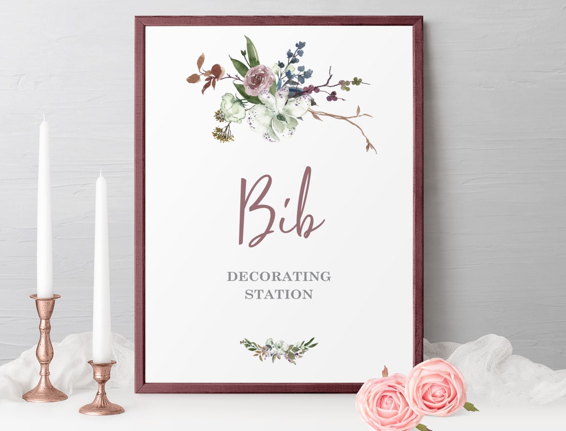 Bib Decorating Station Sign Printable Baby Shower Decorate A - Etsy