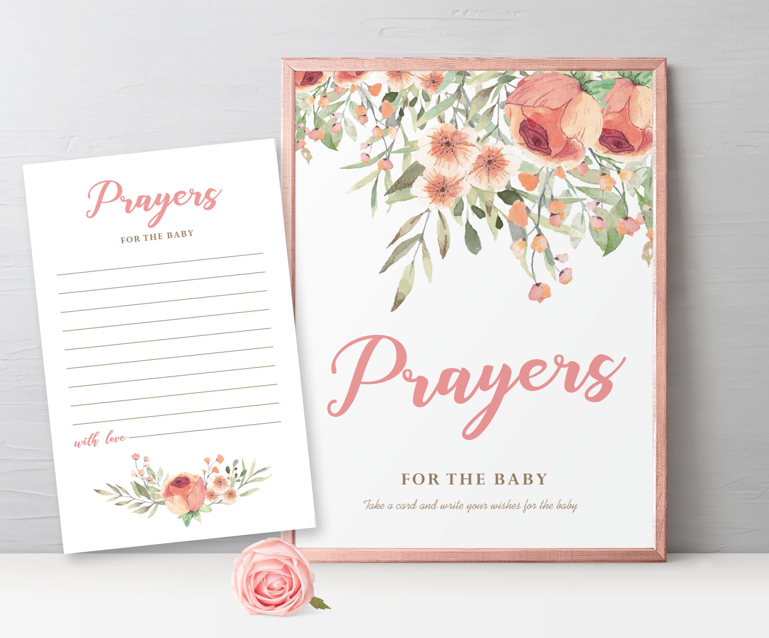 Prayers for Baby Sign and Note Cards, Printable Baby Shower Prayers for