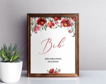 Bib Decorating Station Sign Printable Baby Shower Decorate A | Etsy